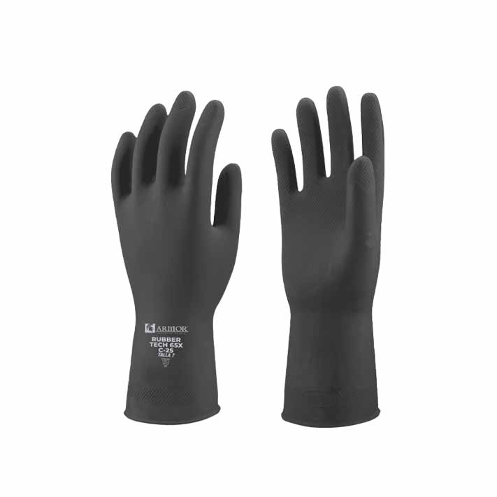 Guante de Caucho Natural (Latex) RUBBER TECH 65X C-25 12 plg.